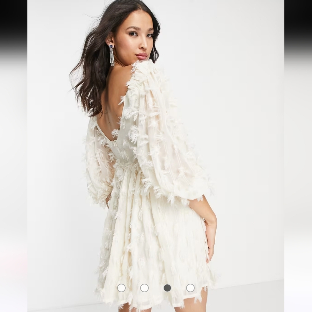 Sister Jane Scoop Neck Faux Feather Mini Dress